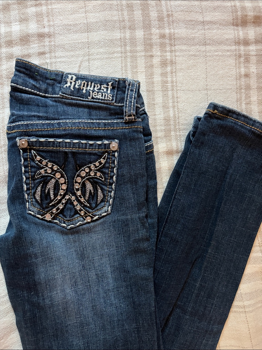 Request dark wash bootcut jeans